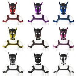 TLXT 4 pçs Cachorro Play Dog Bondage Capuz Máscara Coleira Kits Braçadeira Gay Cosplay Fantasia Arnês Bondage Conjunto Sexy Jogos Adulto Escravo BDSM Máscara
