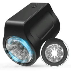 Copo masturbador de rotação automática ao lado do canal de silicone texturizado