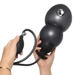 Plug anal inflável de três contas com bolinha de aço e bomba