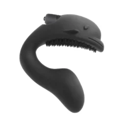 Vibrador golfinho de silicone com ponta para o ponto G e cerdas para o clitóris