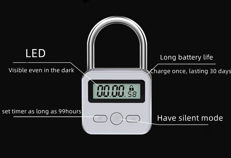 Bdsm que trava o temporizador eletrônico trava bondage gear metal