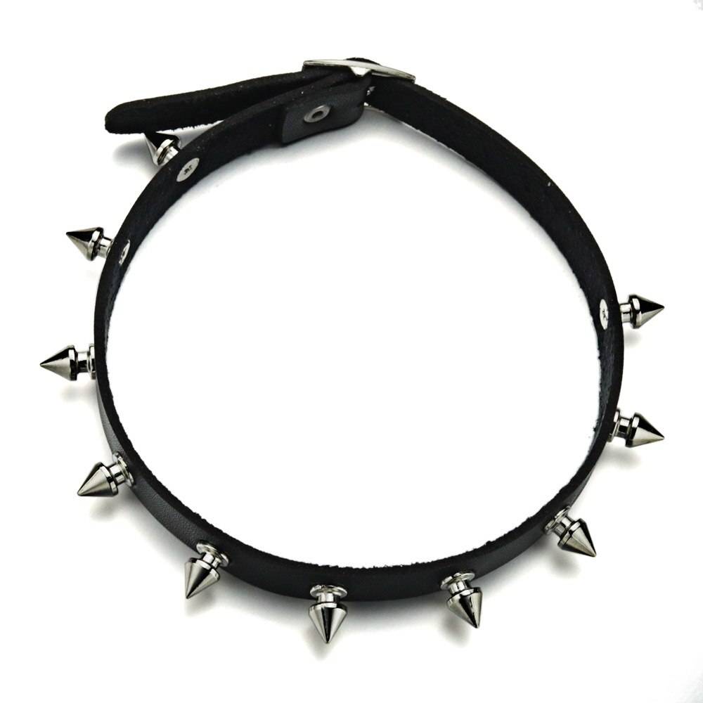 Metal spike gargantilha colar de couro do plutônio colar do punk jóias de instrução para acessórios de pescoço feminino x627