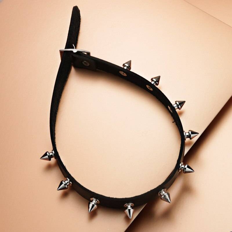 Metal spike gargantilha colar de couro do plutônio colar do punk jóias de instrução para acessórios de pescoço feminino x627