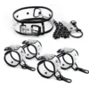 Kit bondage em PVC transparente com coleira, corrente, algemas e tornozeleiras