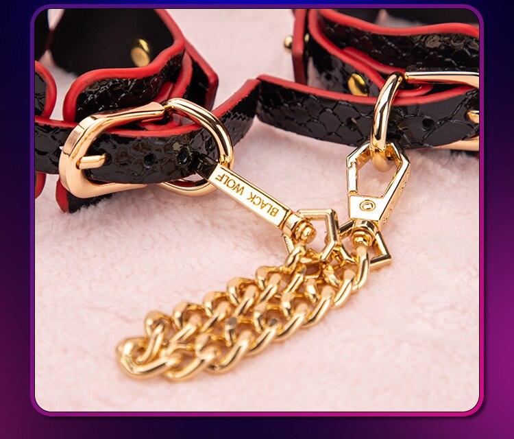 Blackwolf conjunto de bondage para cama e bdsm, algemas em couro ecológico, chicote, produto adulto, brinquedos sexuais, kits para casais, gays