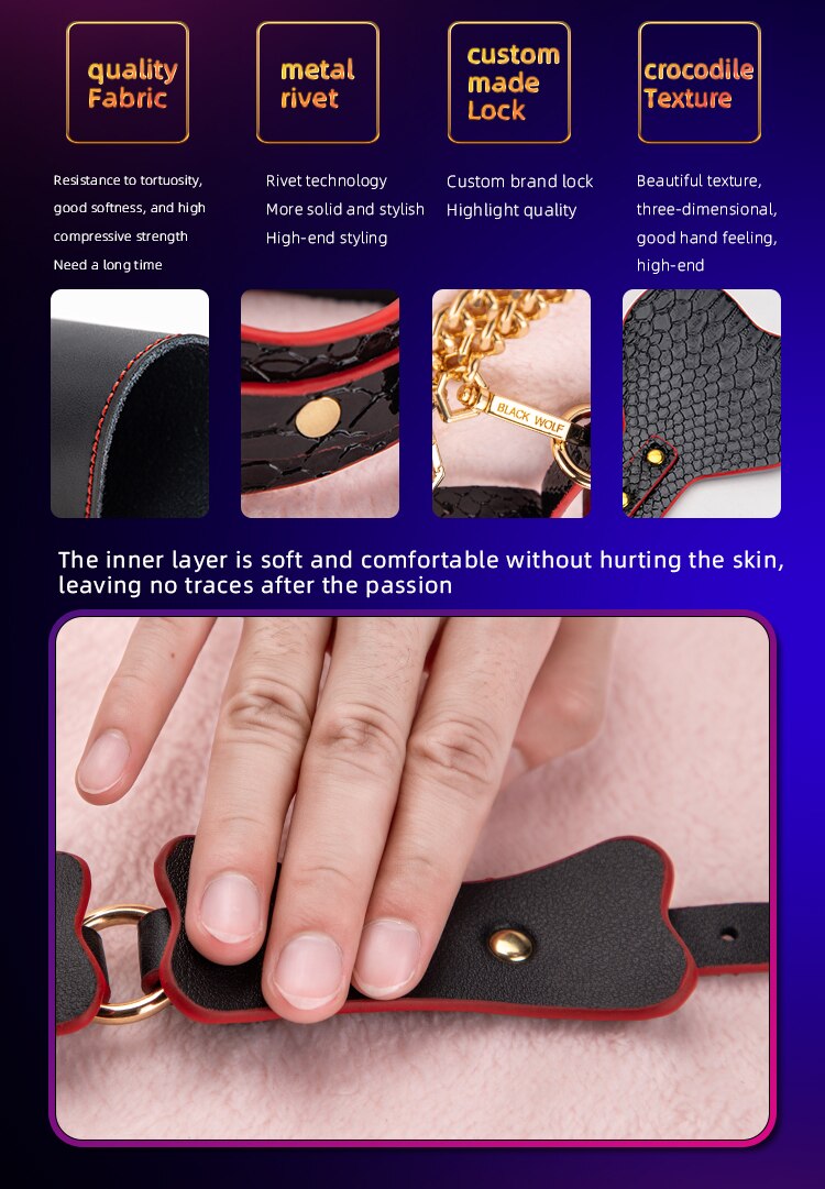 Blackwolf conjunto de bondage para cama e bdsm, algemas em couro ecológico, chicote, produto adulto, brinquedos sexuais, kits para casais, gays