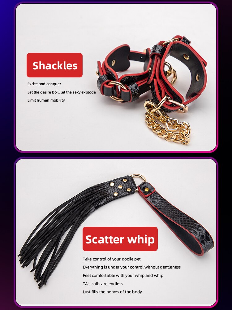Blackwolf conjunto de bondage para cama e bdsm, algemas em couro ecológico, chicote, produto adulto, brinquedos sexuais, kits para casais, gays
