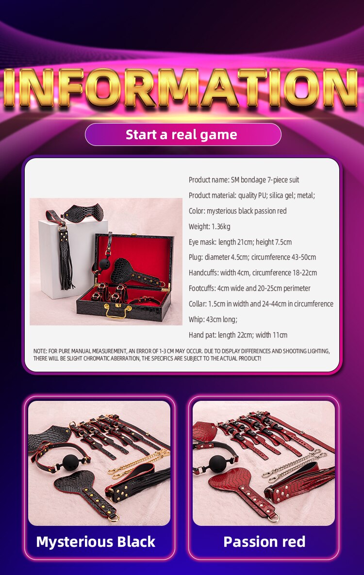 Blackwolf conjunto de bondage para cama e bdsm, algemas em couro ecológico, chicote, produto adulto, brinquedos sexuais, kits para casais, gays