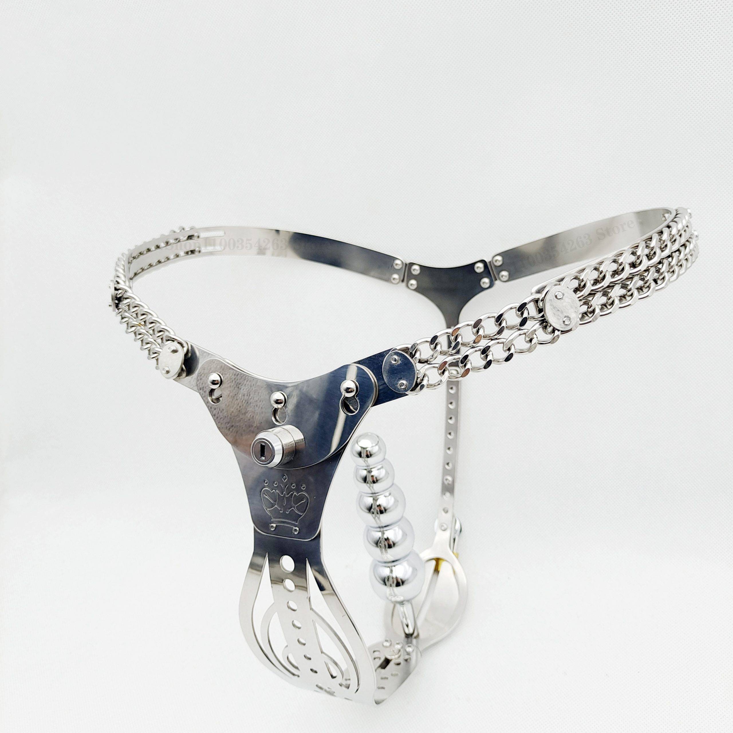 2022 oco para fora 316 aço inoxidável feminino cinto de castidade anal plug + vagina plug dildo masturbator cinta em calças dispositivo de castidade