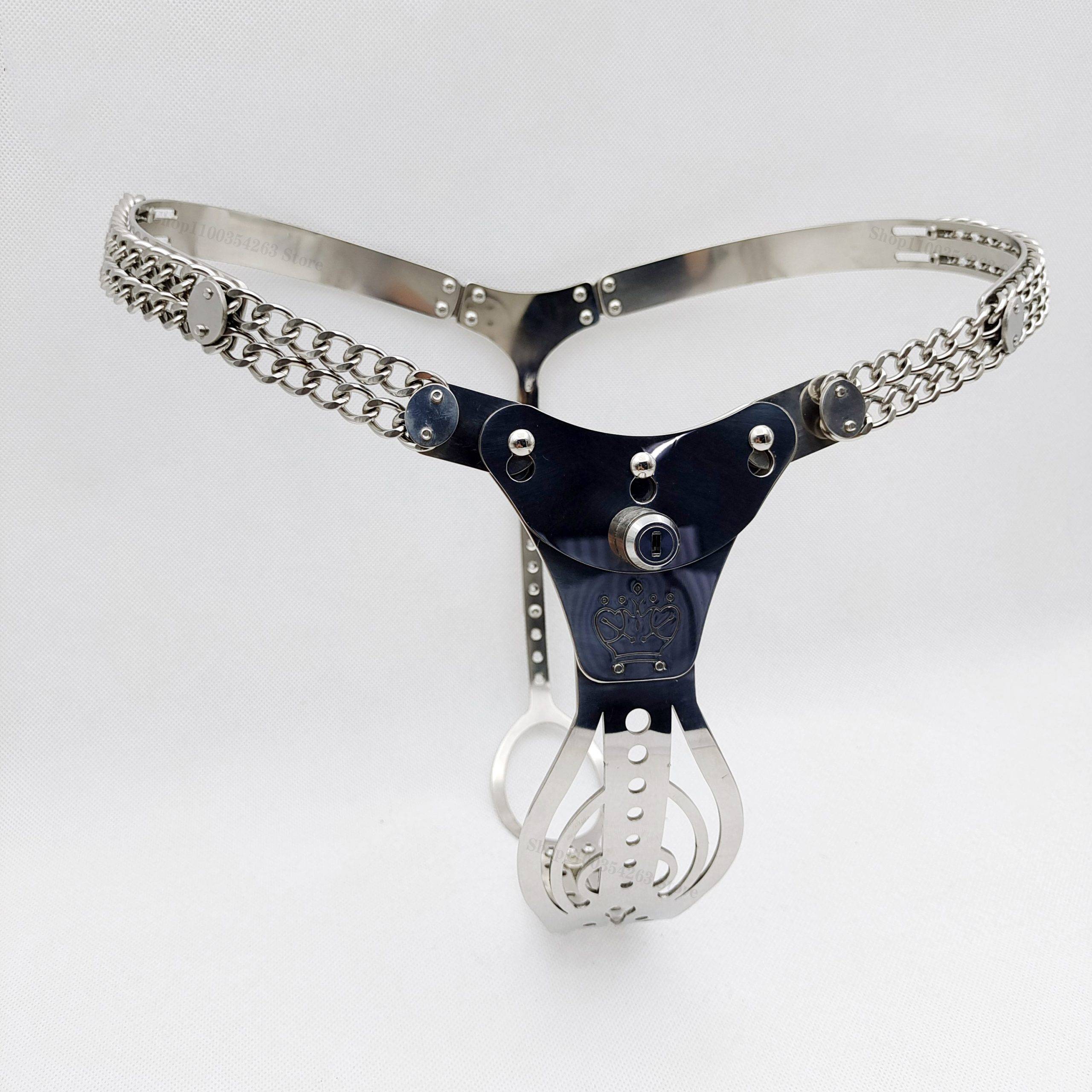 2022 oco para fora 316 aço inoxidável feminino cinto de castidade anal plug + vagina plug dildo masturbator cinta em calças dispositivo de castidade