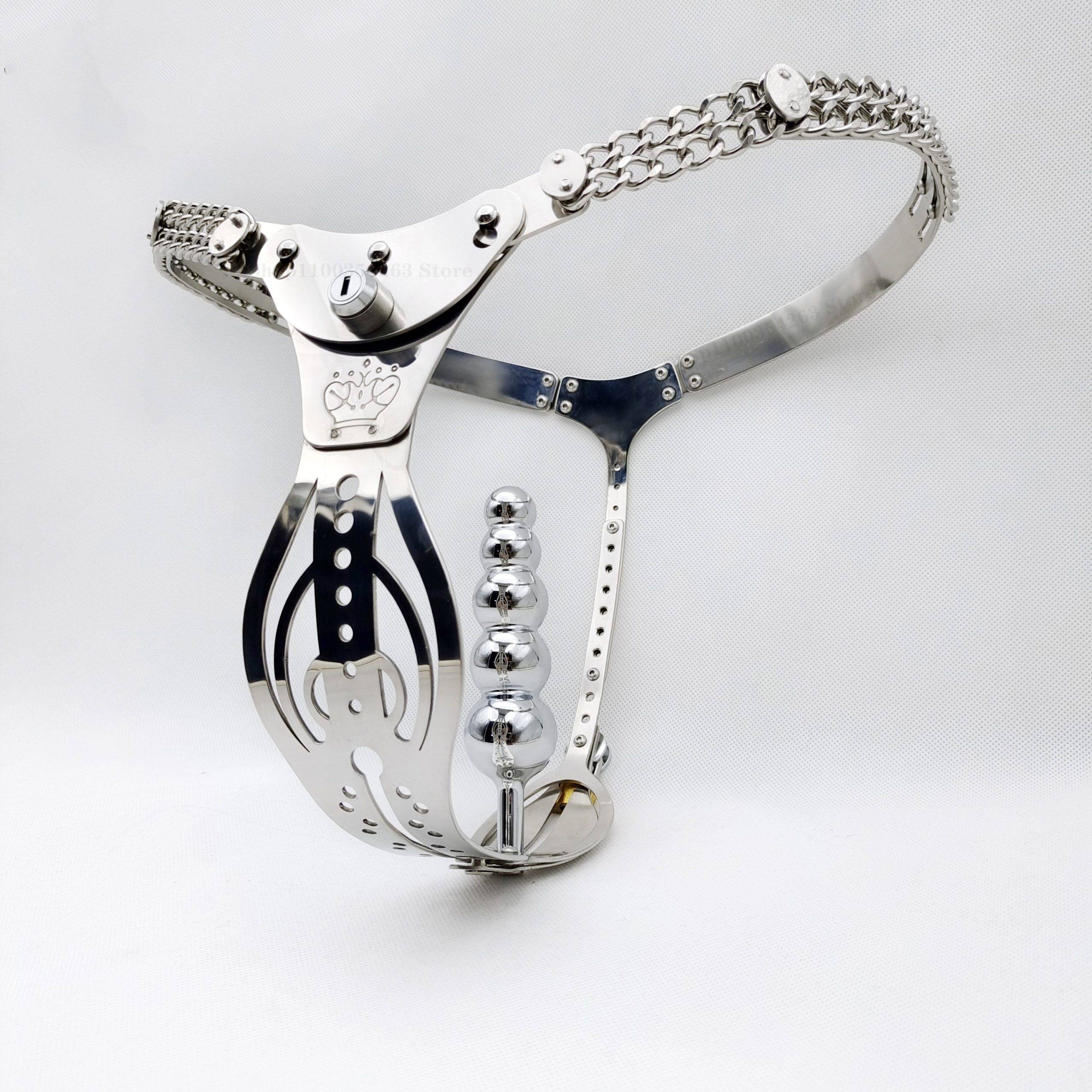 2022 oco para fora 316 aço inoxidável feminino cinto de castidade anal plug + vagina plug dildo masturbator cinta em calças dispositivo de castidade