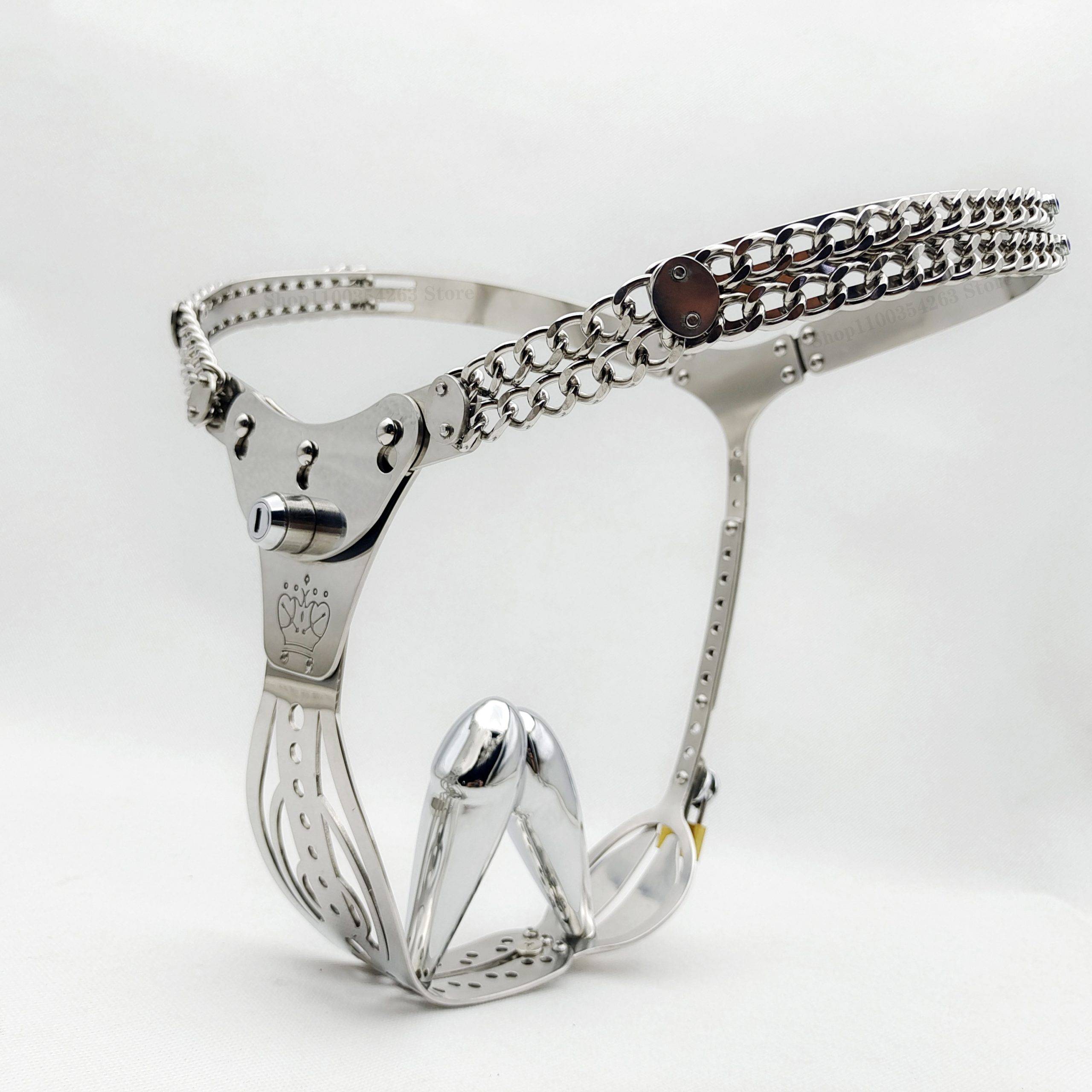 2022 oco para fora 316 aço inoxidável feminino cinto de castidade anal plug + vagina plug dildo masturbator cinta em calças dispositivo de castidade