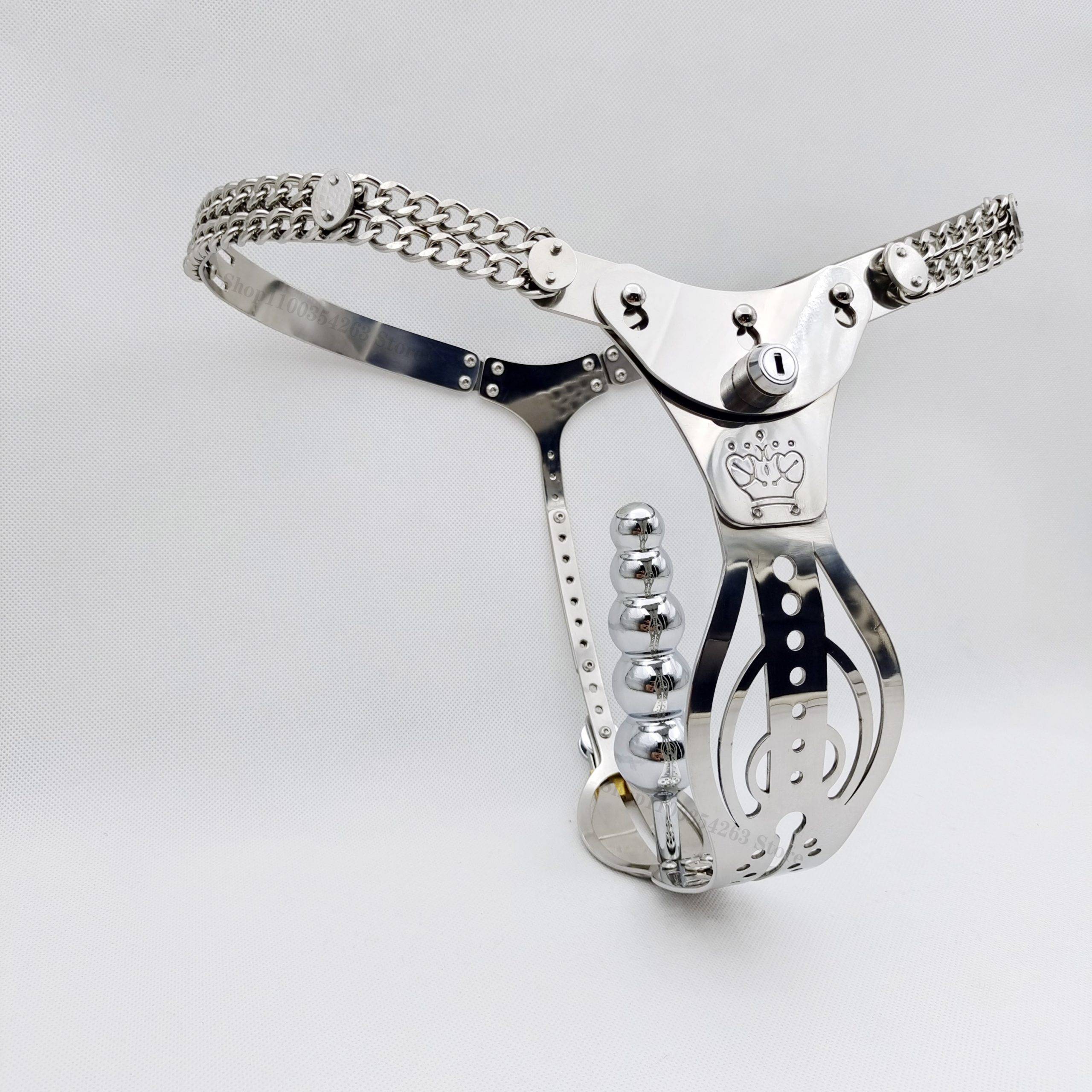 2022 oco para fora 316 aço inoxidável feminino cinto de castidade anal plug + vagina plug dildo masturbator cinta em calças dispositivo de castidade