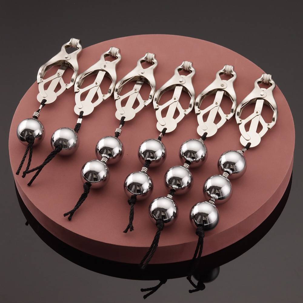Bdsm metal mamilo grampos pesos pesados pendurado bolas de suspensão estimular seios labia excitação sexual brinquedos sexuais para o sexo feminino 18