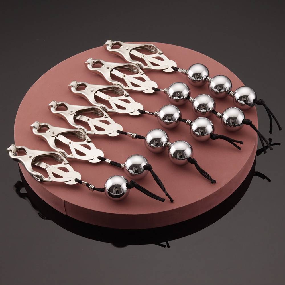 Bdsm metal mamilo grampos pesos pesados pendurado bolas de suspensão estimular seios labia excitação sexual brinquedos sexuais para o sexo feminino 18