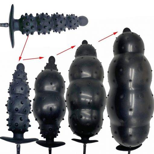 Diâmetro 13cm inflável dildo partícula anal plug com 5 grânulos expansão coluna de silicone enorme butt plug ass dilatador anal brinquedo do sexo Inserção