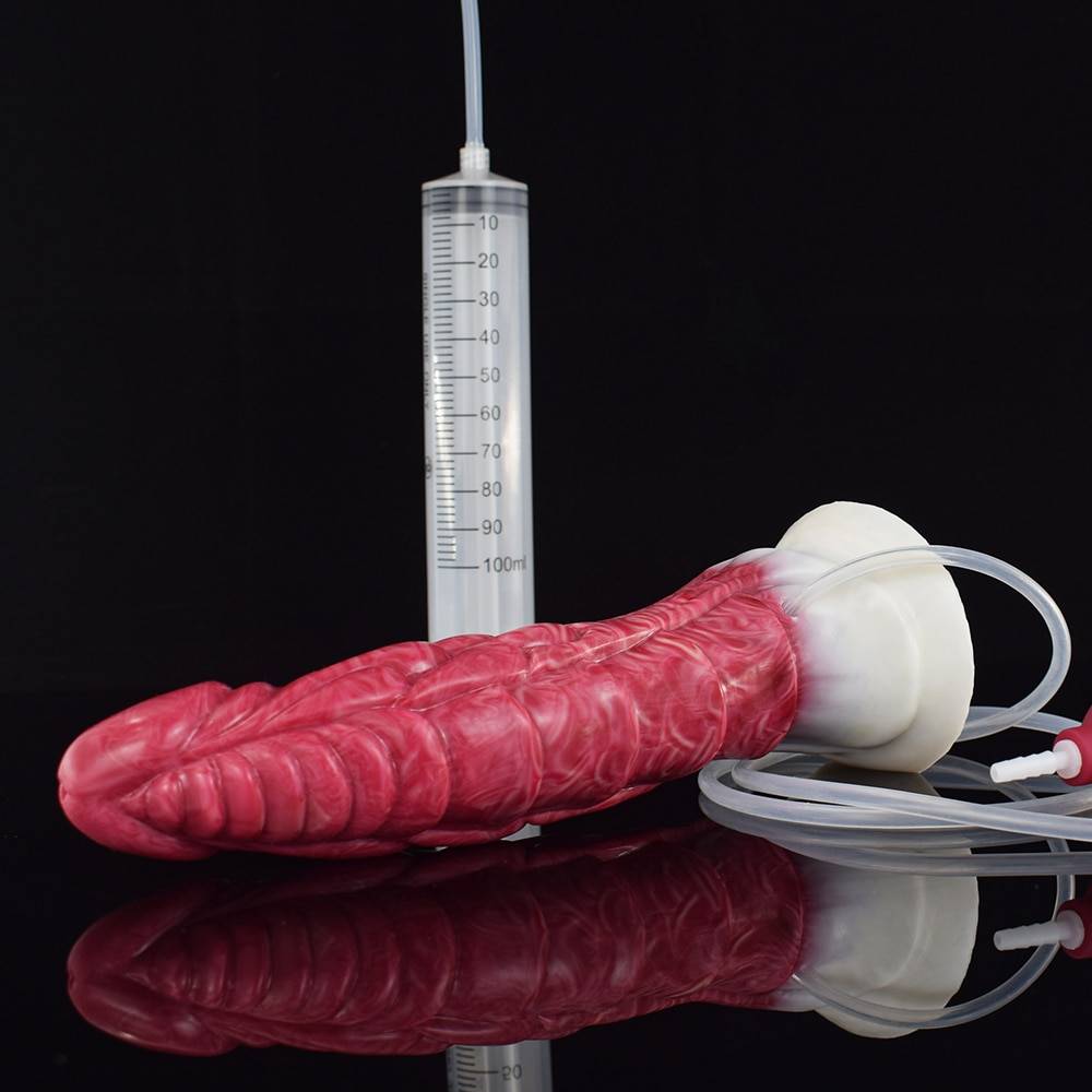 Dildo com nervuras da ejaculação de faak com função líquida do pulverizador do otário que esguicha o pênis curvado multi cor anal plug g-ponto estimular