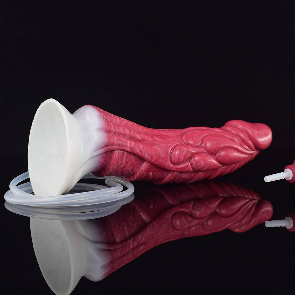 Dildo com nervuras da ejaculação de faak com função líquida do pulverizador do otário que esguicha o pênis curvado multi cor anal plug g-ponto estimular