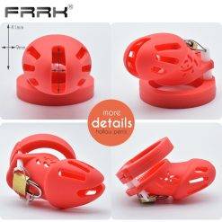 Frrk rosa grande gaiola de castidade de silicone com vedação de cabo de aço fino fuga impossível atualizar galo bloqueio vários anéis pênis brinquedo sexo Cintos de Castidade