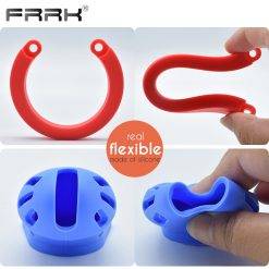 Frrk rosa grande gaiola de castidade de silicone com vedação de cabo de aço fino fuga impossível atualizar galo bloqueio vários anéis pênis brinquedo sexo Cintos de Castidade