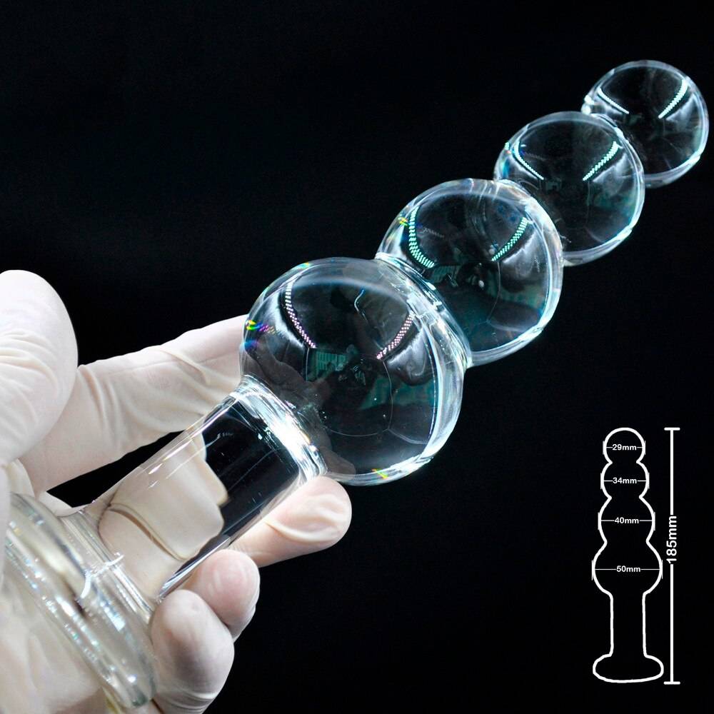 Grande pyrex vidro anal contas grandes bolas de cristal vibrador pênis bunda plug artificial pau masturbar adulto brinquedo do sexo para mulheres