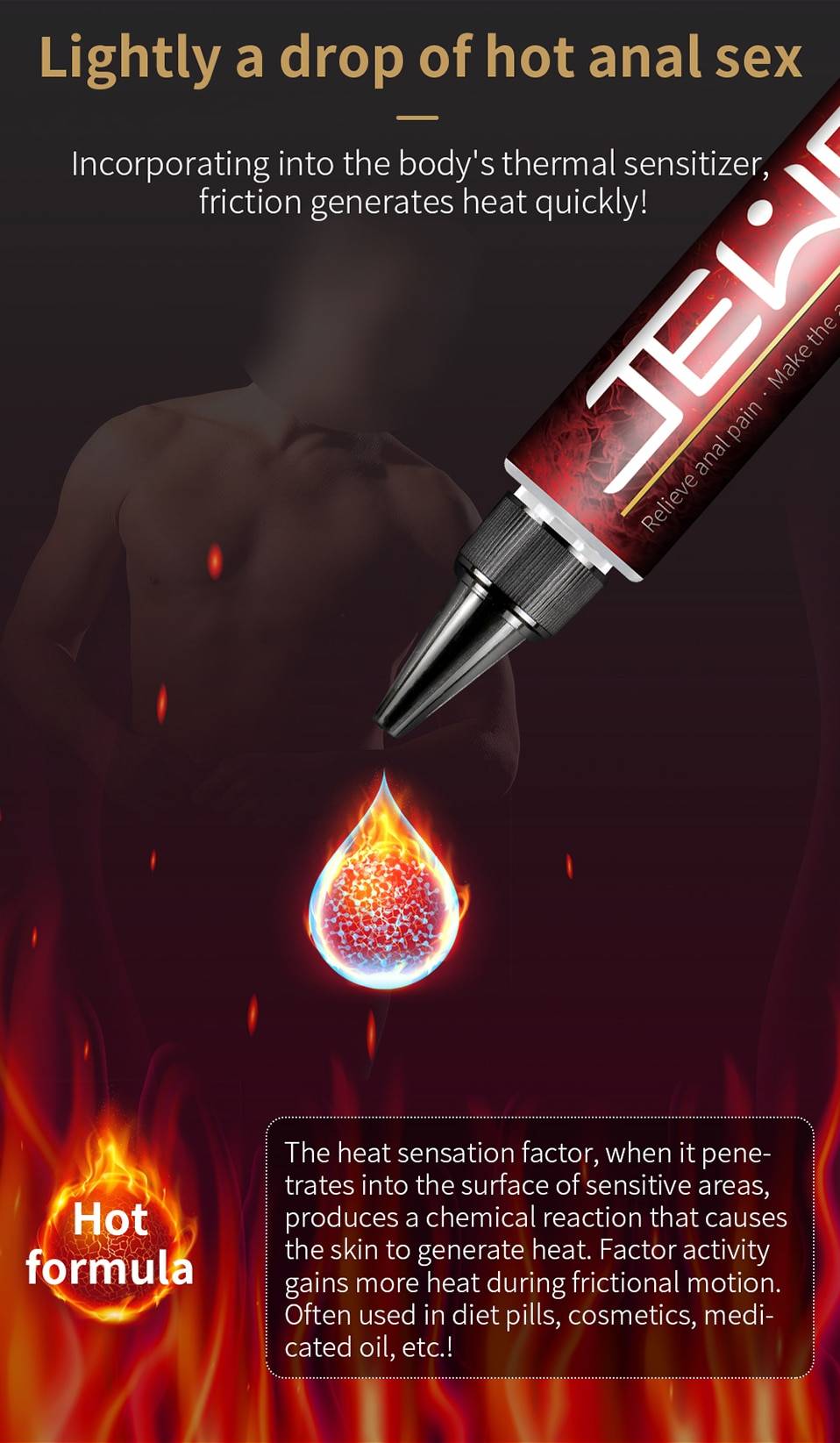 Jeusn anal graxa sexo lubrificante anal base analgésico quente lubrificante e alívio da dor anti-dor sexo anal casais de óleo vibrador vibrador sexo