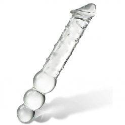 Large Transparent Crystal Immitate Glass Penis Dilddo with 3 Big Beads, Female Masturbation G-spot Anal Plug Sex Adult Toys Inserção