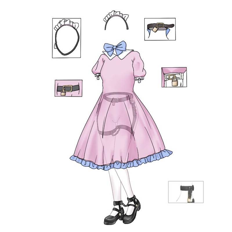 Roupa do pvc do fetiche do lolita do traje do plutônio do traje da bondage de ddlg com fechamento