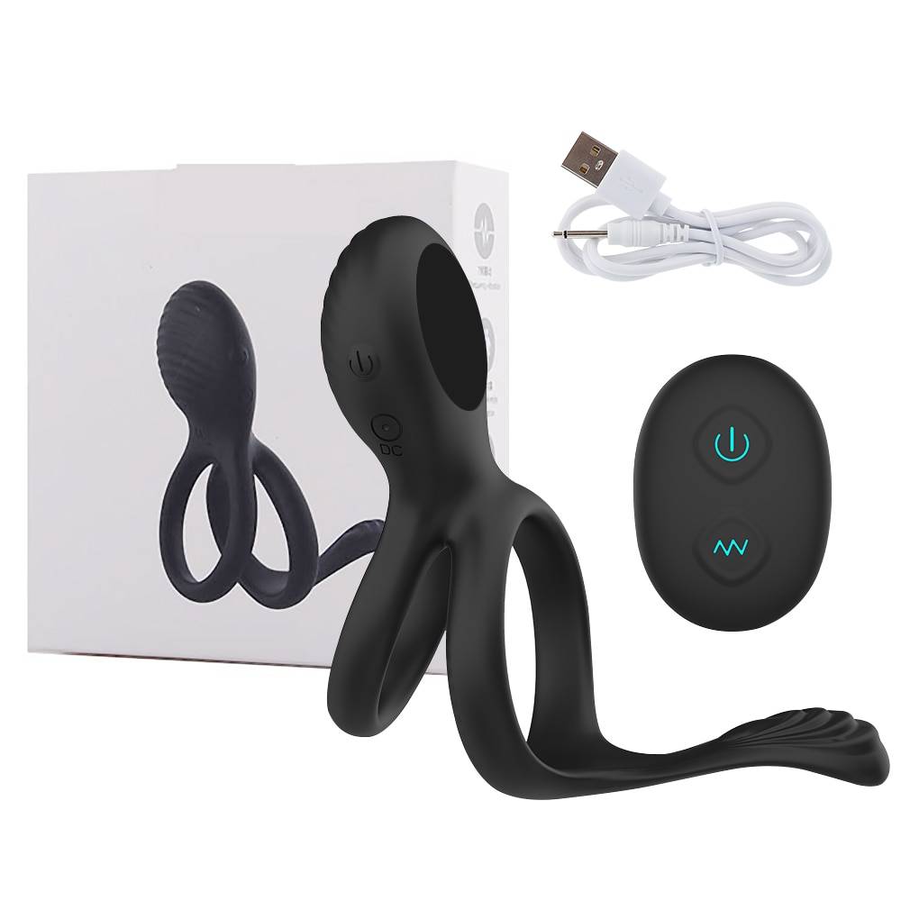 Vibrador duplo do anel do pênis com 7 anéis elásticos do galo da vibração brinquedos sexuais para o homem masculino e os casais jogam o massager da próstata