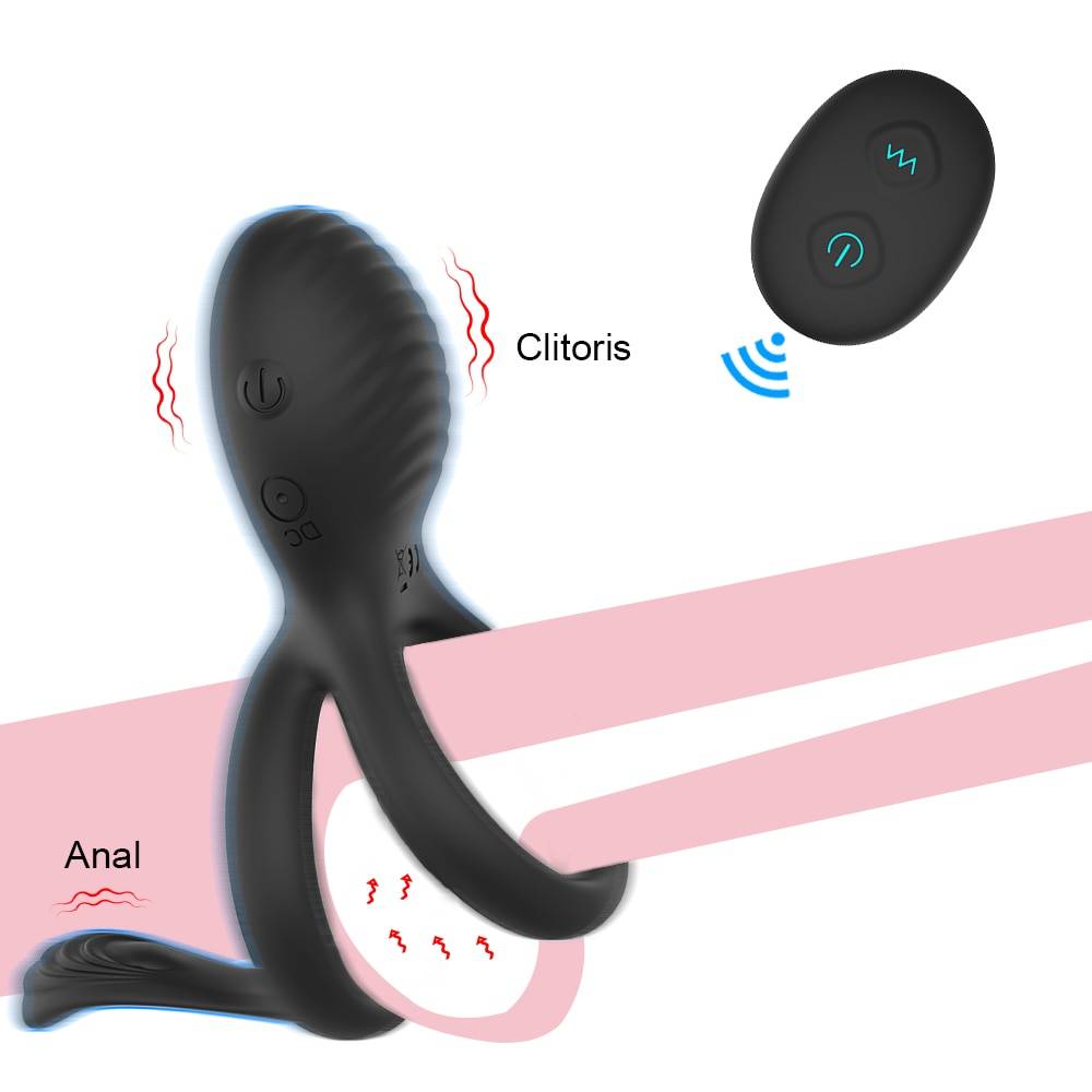 Vibrador duplo do anel do pênis com 7 anéis elásticos do galo da vibração brinquedos sexuais para o homem masculino e os casais jogam o massager da próstata