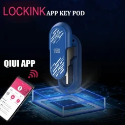 Key Pod azul da Lockink, caixa de chave de castidade controlada pelo aplicativo QIUI