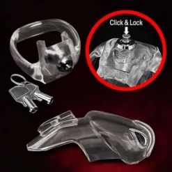 Detalhe da trava Click and Lock encaixada no anel, com as chaves ao lado