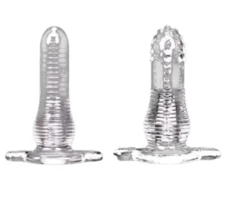 Plugs anais ocos JEUSN Monkey e Bear em TPE transparente, lado a lado