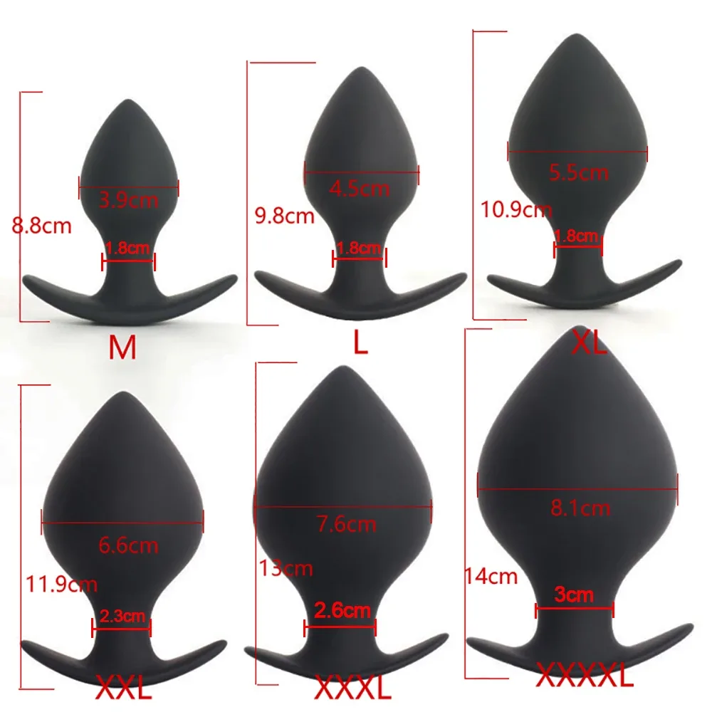 Tabela com os seis tamanhos do plug anal pêssego, de 3,9 cm a 8,1 cm de diâmetro