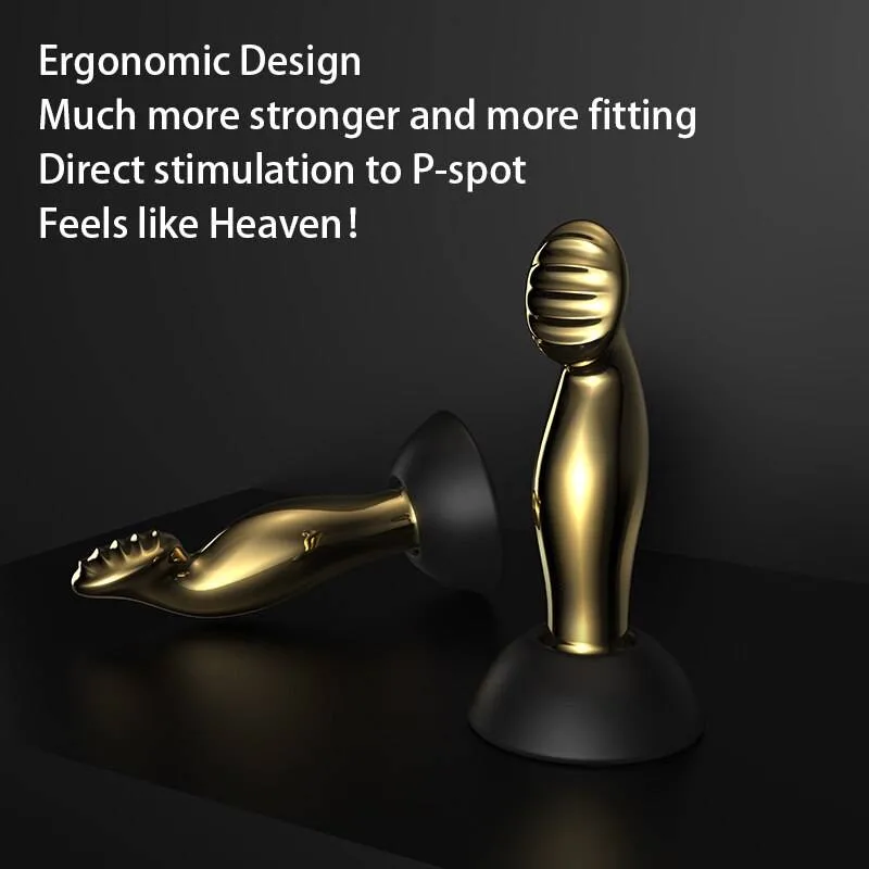 Plug anal dourado com curva ergonômica para estimular a próstata
