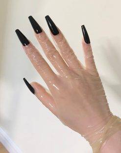 Crossdress homem para mulher óleo brilhante transparente super fino látex zentai puro fetiche cosplay kigurumi luvas com longo prego Jogos Adultos