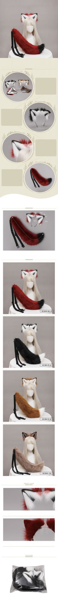 Nova raposa vermelha anime besta orelha besta cauda lobo orelha gato orelha bandana personalizado cosplay feito à mão lol ouro raposa orelhas acessórios de cabelo