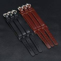 Kotik 2022 nova moda de couro genuíno de largura manguito bangles punk vintage três camadas de largura preto marrom homens pulseiras jóias Vestuário