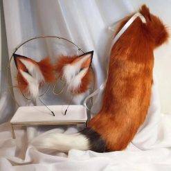 Nova raposa vermelha anime besta orelha besta cauda lobo orelha gato orelha bandana personalizado cosplay feito à mão lol ouro raposa orelhas acessórios de cabelo Jogos Adultos