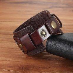 Tyo fecho duplo preto & marrom cor pulseira de couro do plutônio 18-20cm tamanho cinto pulseiras para festa de aniversário presente atacado Vestuário