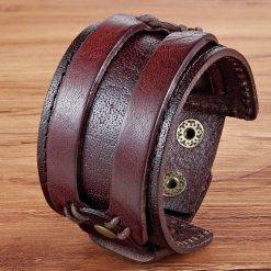 Tyo fecho duplo preto & marrom cor pulseira de couro do plutônio 18-20cm tamanho cinto pulseiras para festa de aniversário presente atacado Vestuário