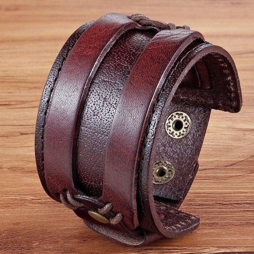 Tyo fecho duplo preto & marrom cor pulseira de couro do plutônio 18-20cm tamanho cinto pulseiras para festa de aniversário presente atacado Vestuário