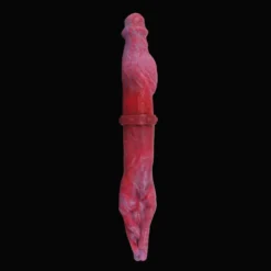 Dildo duplo animal Chimera em silicone marmorizado vermelho com anel central