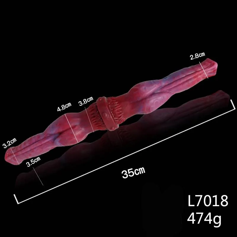Medidas do dildo duplo modelo 7018: 35 cm e 474 g