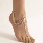 1 conjunto multi-camada pérola tornozeleira moda ouro cor tornozelo pulseiras para mulheres praia descalço pé corrente sandália tornozeleira jóias Vestuário