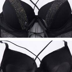 Cinoon preto sexy lingerie de alta elasticidade espartilho roupa interior das mulheres lace up bustier overbust cintas de malha espartilhos de tecido lingerie Vestuário