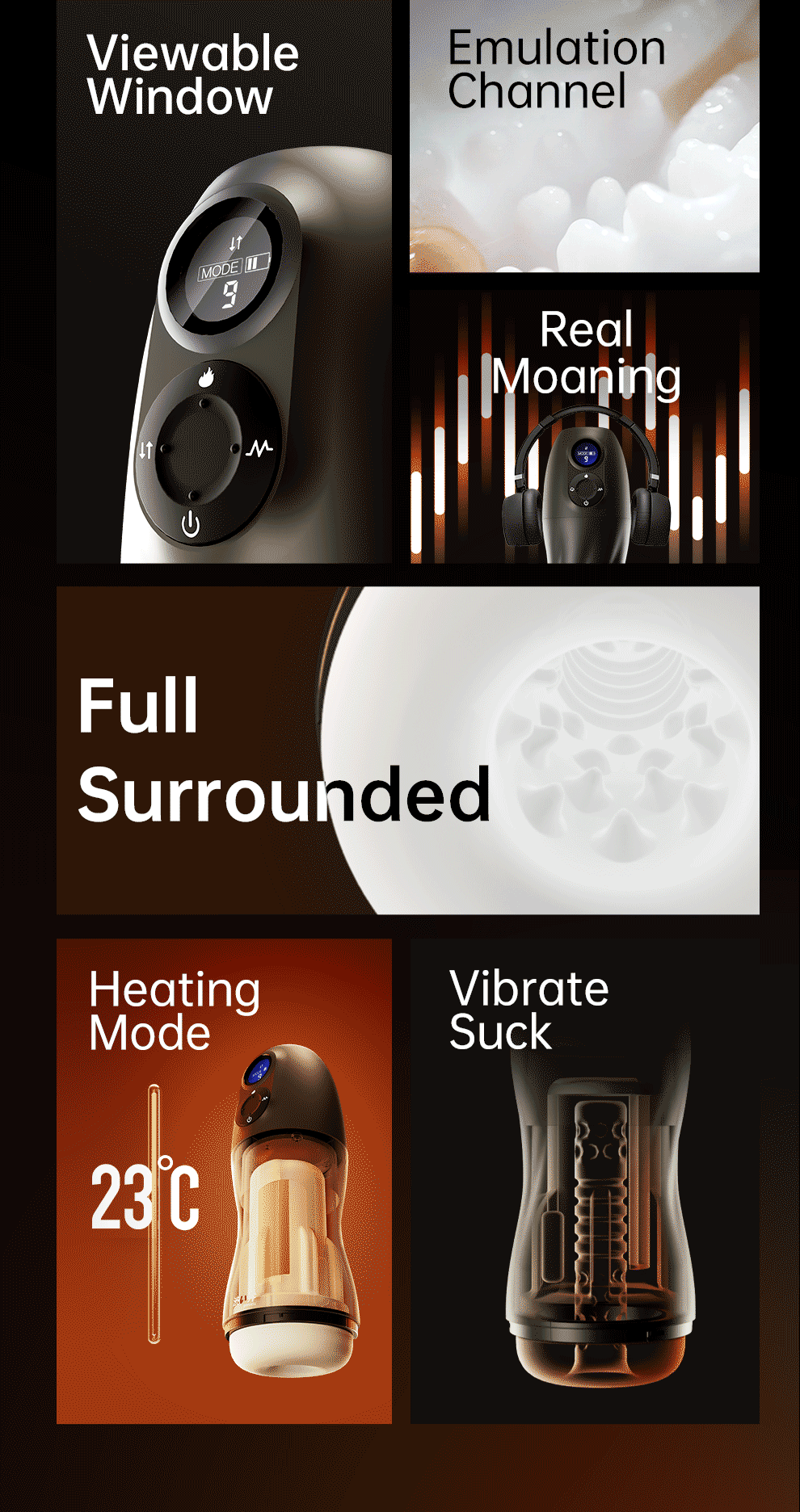 DRYWELL Robô sexual inteligente para homens Sucção de sexo oral a vácuo Masturbador Automático Masculino 9 modos de sucção e 9 modos de vibração e 1 modo de reforço Função de aquecimento e gemidos reais da dama