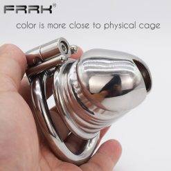 Frrk bdsm sexo brinquedos para adultos 18 homens metal masculino castidade galo gaiola com parafuso para bloquear pau pênis de aço anéis erótico loja sexual Cintos de Castidade