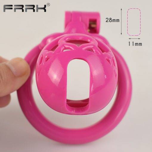 Frrk bloqueado vida rosa plástico castidade gaiola com 4 tamanhos pênis anéis adultos produtos sexuais bdsm brinquedos loja sexual pequeno padrão Cintos de Castidade