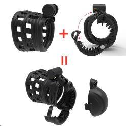 Penis bloqueio gaiola de castidade conjunto pequeno masculino pênis galo gaiola removível slide cap bloqueio bondage cinto galo anel escravo contido homem Cintos de Castidade